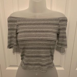 michelle by comune off the shoulder gray top
